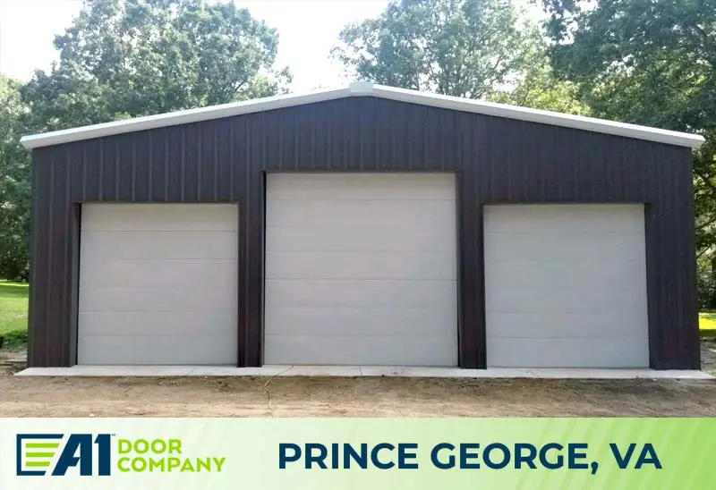Garage door services in Prince George Va - 3 white garage doors - A1 Door Co.
