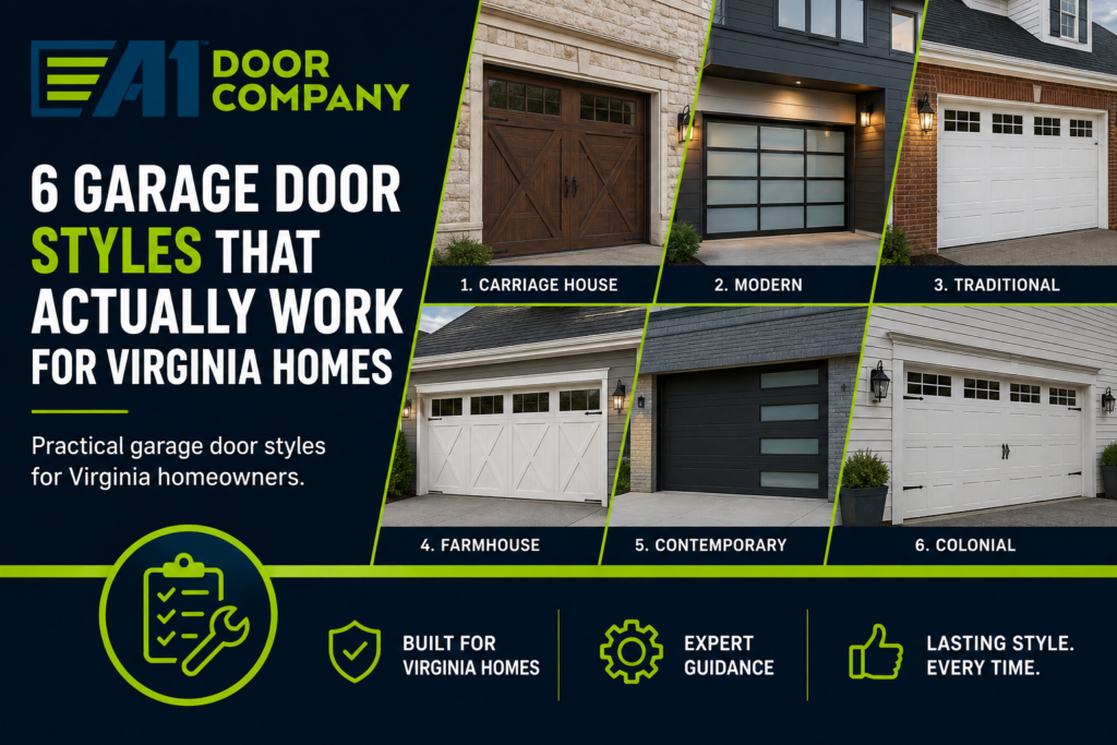 6 garage door styles that actually work for virginia homes