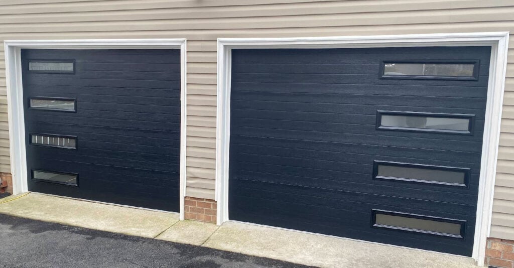 New Garage Door Black Double Bay Windows